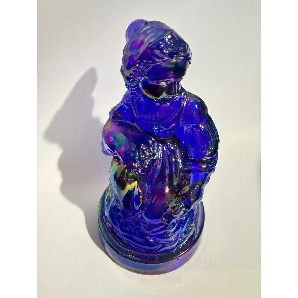Summit Art Glass Little Women Series Cobalt Blue Iridescent Figurine with Box